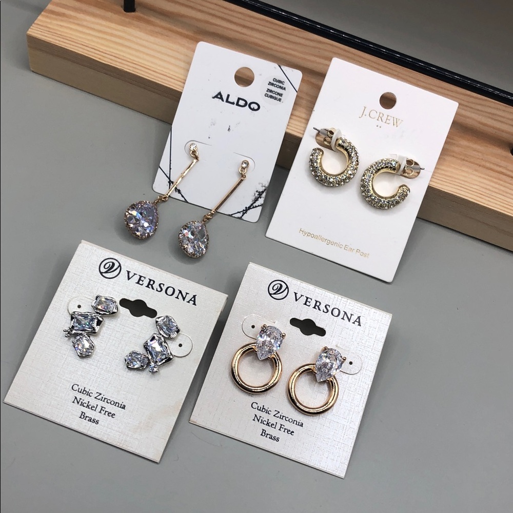 Bundle 5 dazzling sparkling CZ earrings formal bridal cocktail evening statement